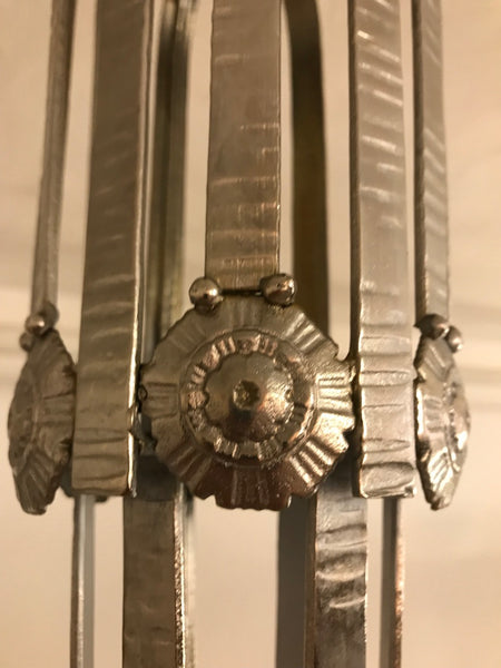 French Art Deco Geometric Chandelier Signed by Muller Freres Luneville
