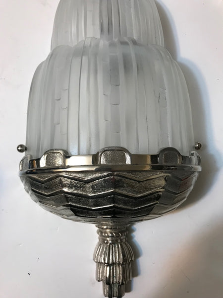 Pair of French Art Deco "Waterfall" Sconces Signed by Sabino