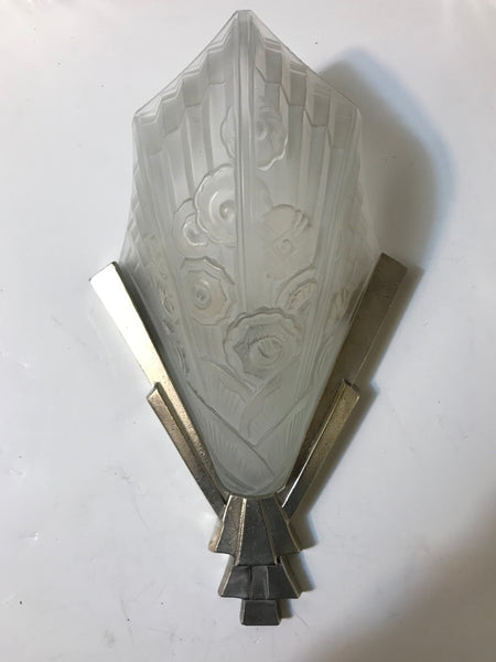 Pair of French Art Deco Floral Wall Sconces by J Robert