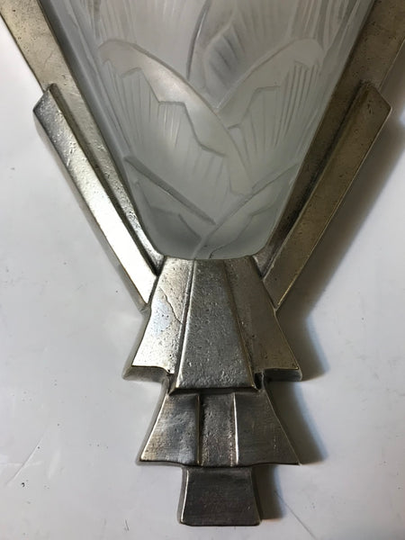 Pair of French Art Deco Floral Wall Sconces by J Robert