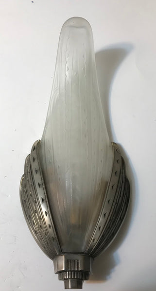 Pair of French Art Deco Geometric Sconces Signed by Verrerie des Hanots