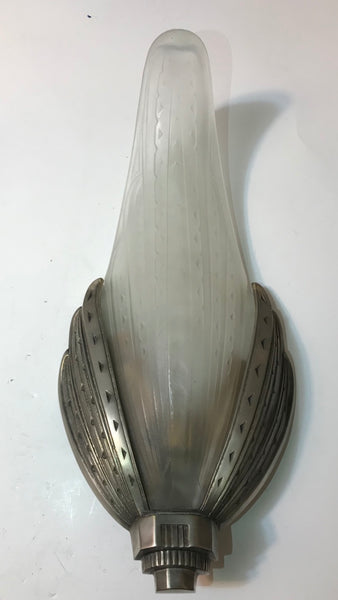 Pair of French Art Deco Geometric Sconces Signed by Verrerie des Hanots