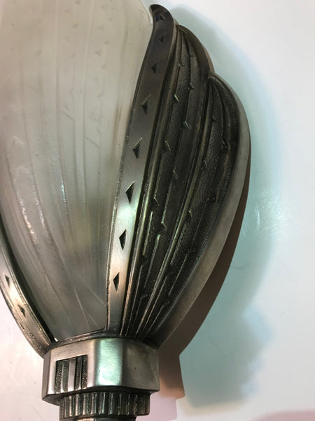 Pair of French Art Deco Geometric Sconces Signed by Verrerie des Hanots