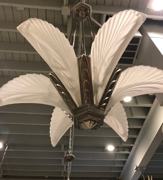 French Art Deco "Feather" Chandelier