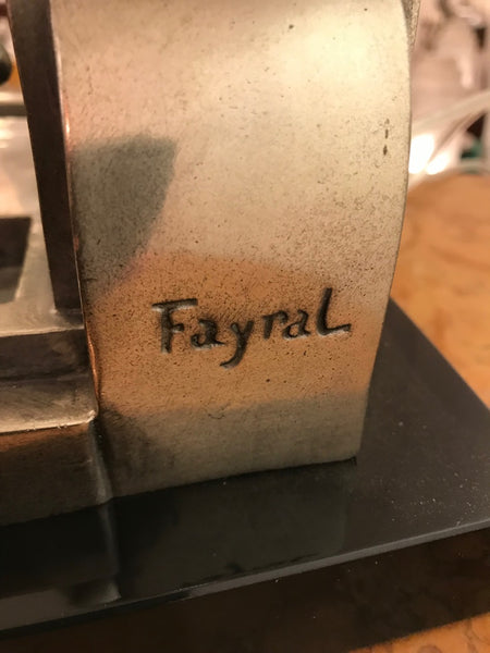 Art Deco Female Bronze Table Lamp Signed by Fayral