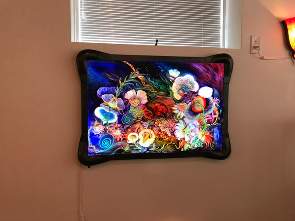 Signed Original Ulla Darni Illuminating Flat Glass Painting "Han and Hanini"