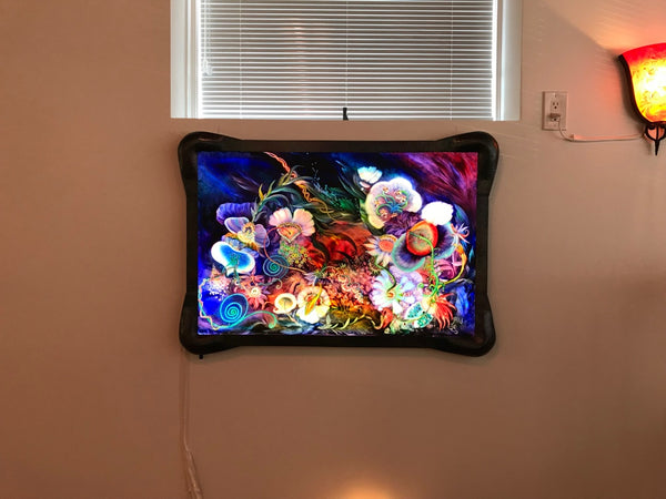 Signed Original Ulla Darni Illuminating Flat Glass Painting "Han and Hanini"