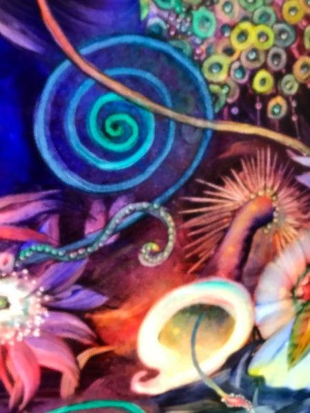 Signed Original Ulla Darni Illuminating Flat Glass Painting "Han and Hanini"