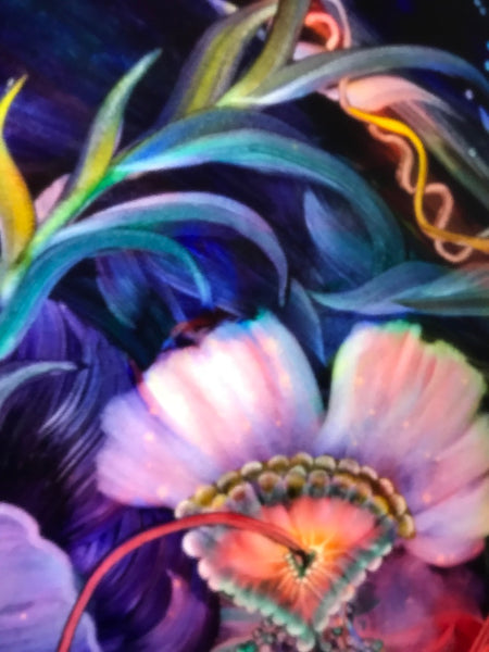 Signed Original Ulla Darni Illuminating Flat Glass Painting "Han and Hanini"