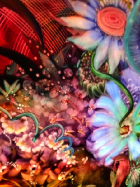 Signed Original Ulla Darni Illuminating Flat Glass Painting "Han and Hanini"