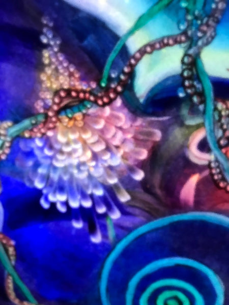 Signed Original Ulla Darni Illuminating Flat Glass Painting "Han and Hanini"