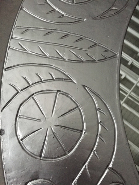 French Art Deco Round Silvered Wood Mirror