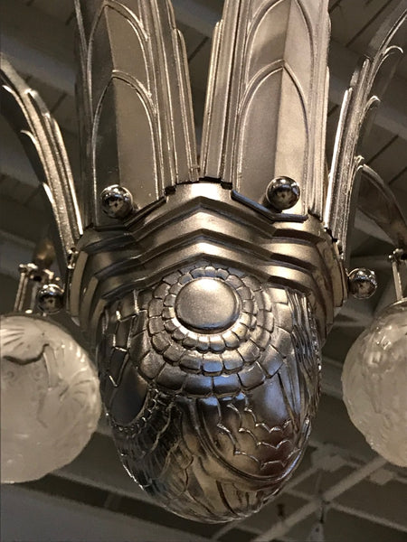Impressive French Art Deco Chandelier Signed by Muller Freres Luneville