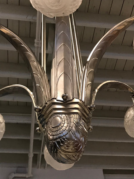 Impressive French Art Deco Chandelier Signed by Muller Freres Luneville