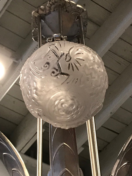 Impressive French Art Deco Chandelier Signed by Muller Freres Luneville