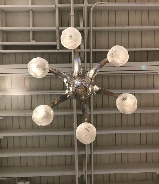 Impressive French Art Deco Chandelier Signed by Muller Freres Luneville