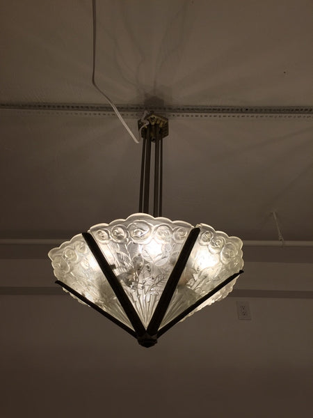 French Art Deco Chandelier Signed by Des Hanots