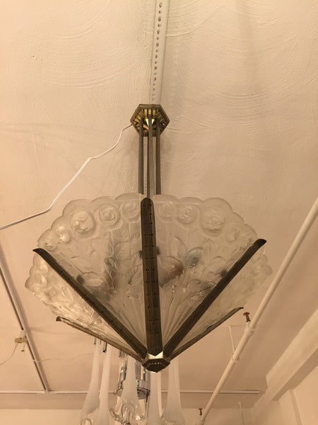 French Art Deco Chandelier Signed by Des Hanots