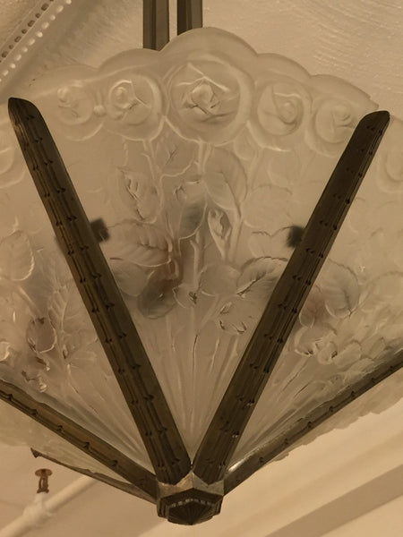 French Art Deco Chandelier Signed by Des Hanots