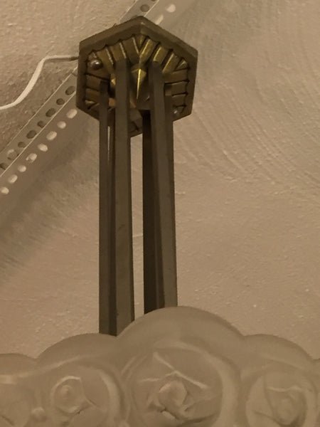 French Art Deco Chandelier Signed by Des Hanots