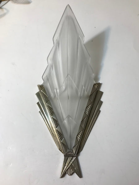 Pair of French Art Deco Wall Sconces Signed by Degue