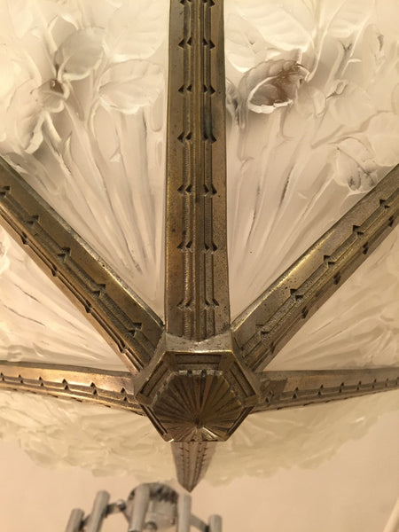French Art Deco Chandelier Signed by Des Hanots
