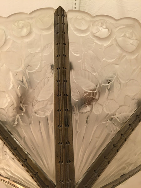 French Art Deco Chandelier Signed by Des Hanots