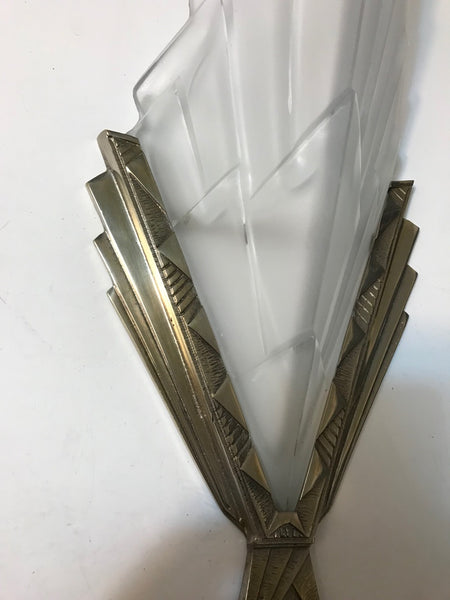 Pair of French Art Deco Wall Sconces Signed by Degue