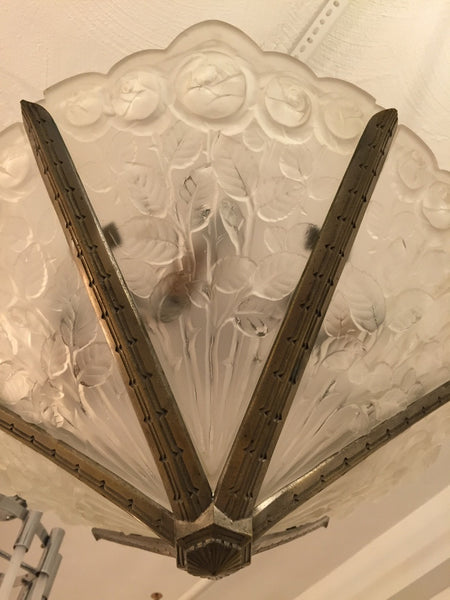 French Art Deco Chandelier Signed by Des Hanots