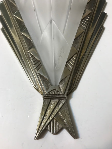 Pair of French Art Deco Wall Sconces Signed by Degue