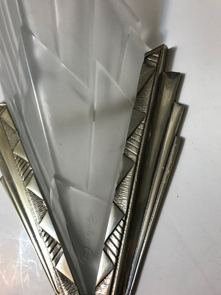 Pair of French Art Deco Wall Sconces Signed by Degue