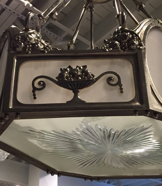 French Art Deco Bronze Chandelier