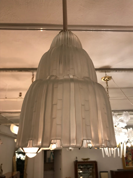 Pair of French Art Deco Waterfall Chandeliers Signed by Sabino