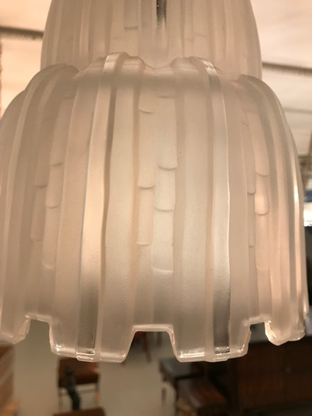 Pair of French Art Deco Waterfall Chandeliers Signed by Sabino