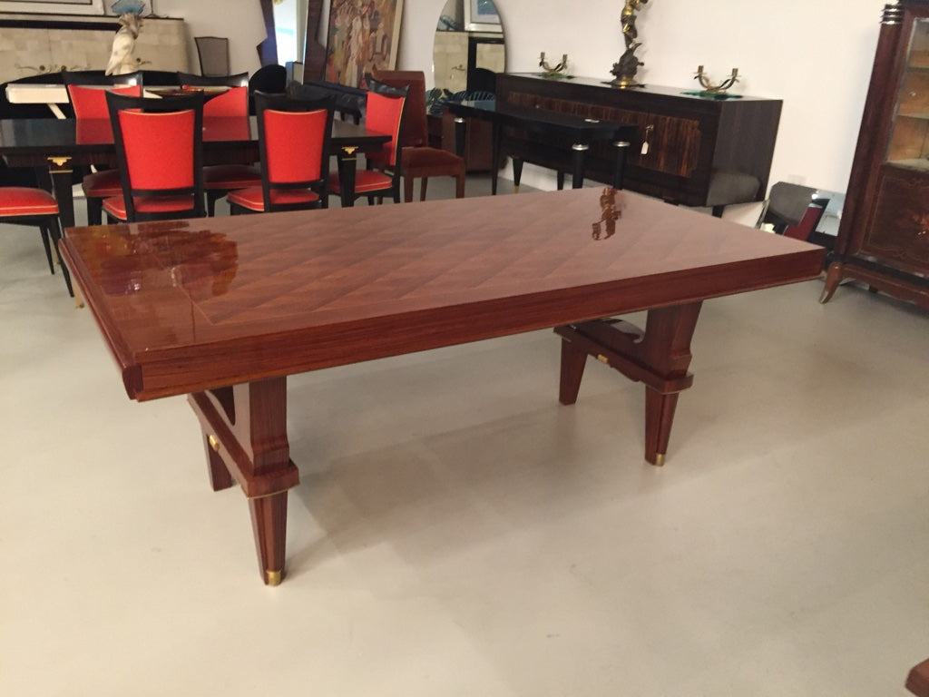 French Art Deco Dining Table With Diamond Marquetry – 1 of a Kind NJ