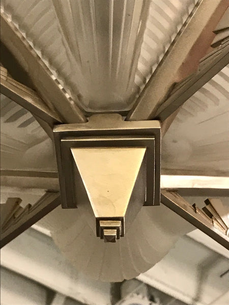 French Art Deco Skyscraper Chandelier Signed by Atelier Petitot