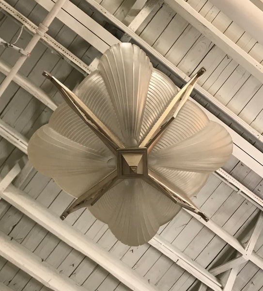French Art Deco Skyscraper Chandelier Signed by Atelier Petitot