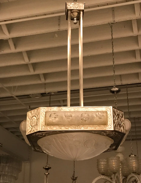 French Art Deco Chandelier Signed by Degue