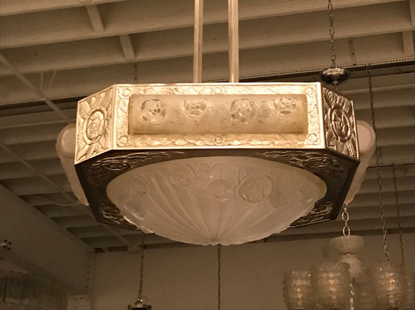 French Art Deco Chandelier Signed by Degue