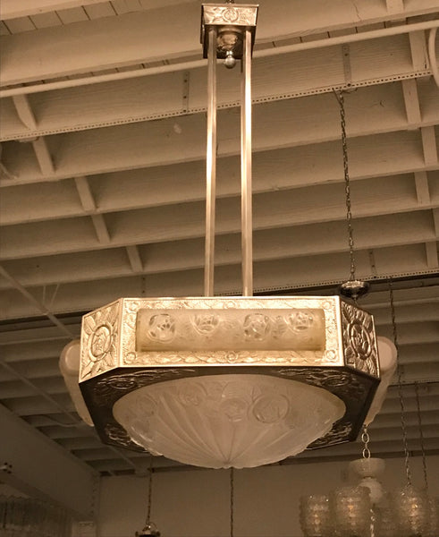 French Art Deco Chandelier Signed by Degue