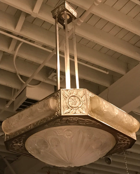 French Art Deco Chandelier Signed by Degue