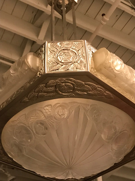 French Art Deco Chandelier Signed by Degue