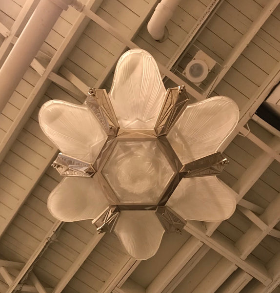 Geometric French Art Deco Chandelier Signed by Des Hanots