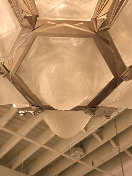 Geometric French Art Deco Chandelier Signed by Des Hanots