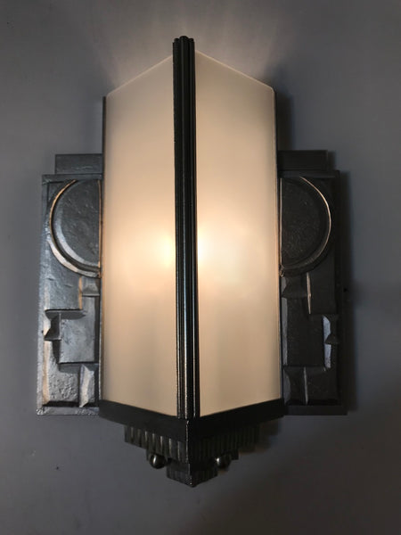 Pair of Geometric French Art Deco Wall Sconces