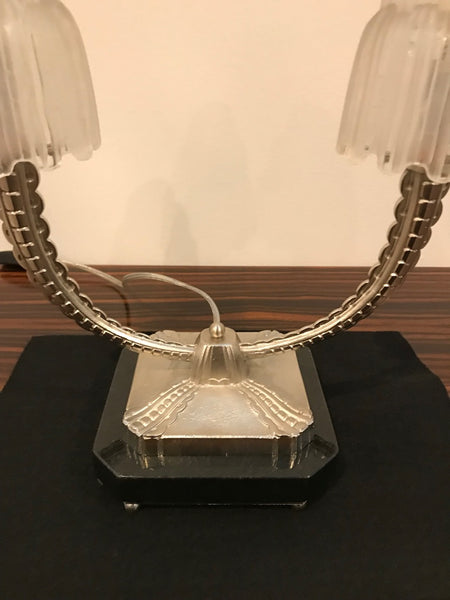 Pair of French Art Deco "Waterfall" Table Lamps Signed by Sabino