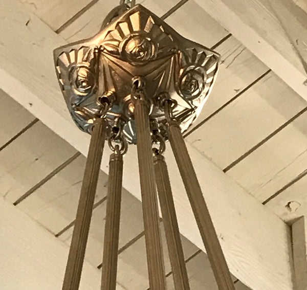 Elegant French Art Deco Chandelier Signed by Des Hanots