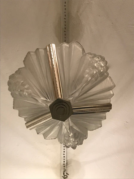 French Art Deco Pendant Chandelier Signed by Atelier Petitot