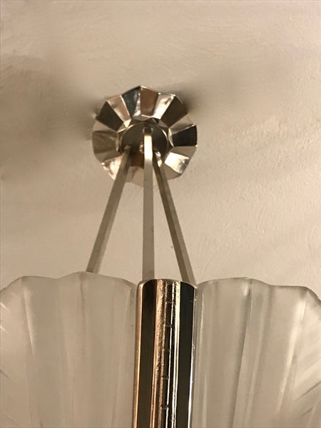 French Art Deco Pendant Chandelier Signed by Atelier Petitot