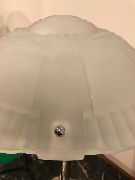 French Art Deco Table Lamp Signed by Sabino with Geometric Motif